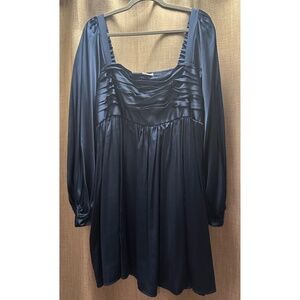 Navy Abercrombie & Fitch Emerson Satin Long-Sleeve Mini Dress